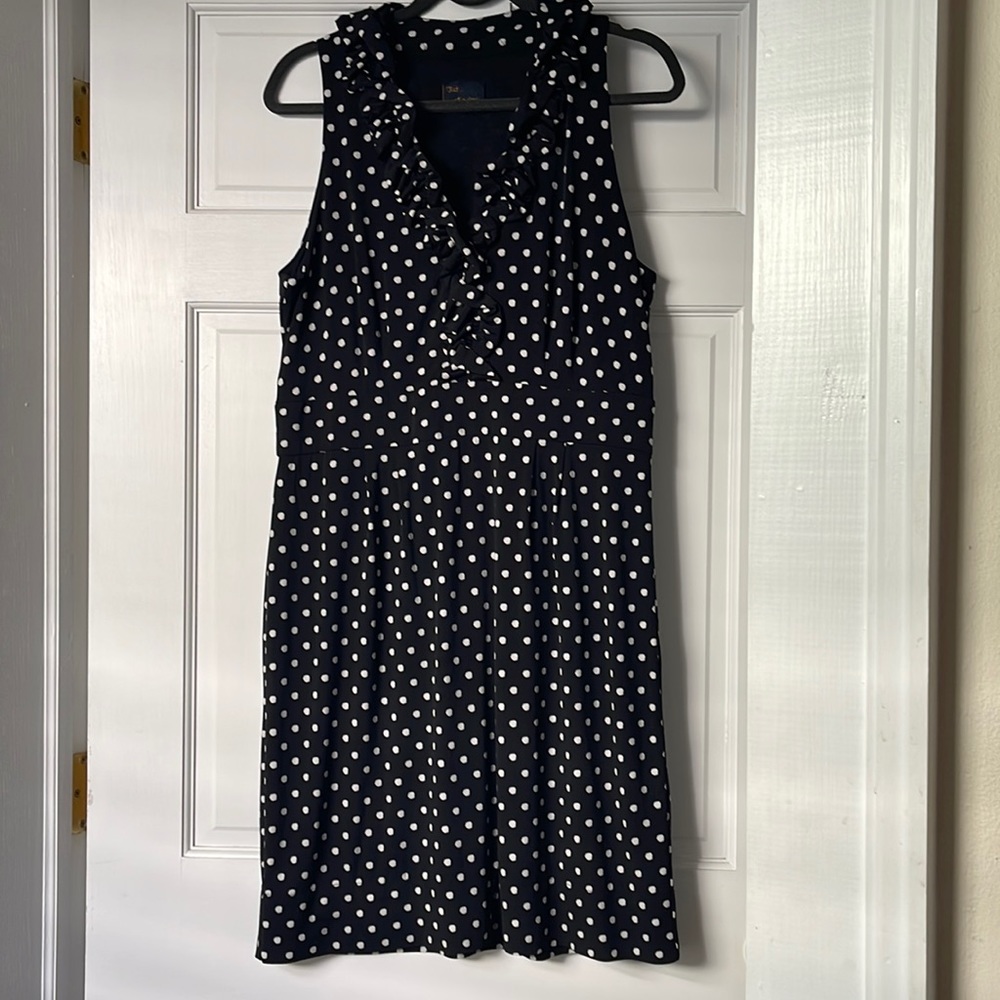 Just Taylor Black and White Polka Dot Ruffle Dress Sleeveless size 14